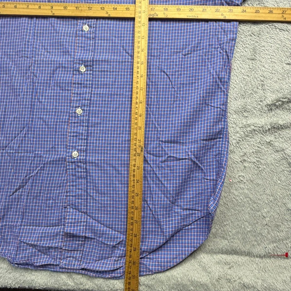 Ralph Lauren Mens Classic Fit Blue Red Plaid Button Down Shirt Medium Long Sleev